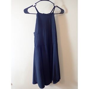 Black Sundress Summer Tank Halter Dress Scallop Details Small A-Line